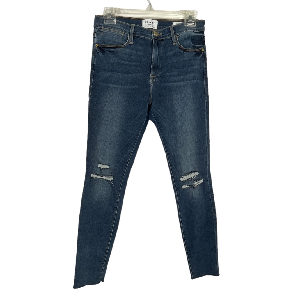 Frame Denim Le High Blue Jeans  Waterhaven Sz 28 Distressed